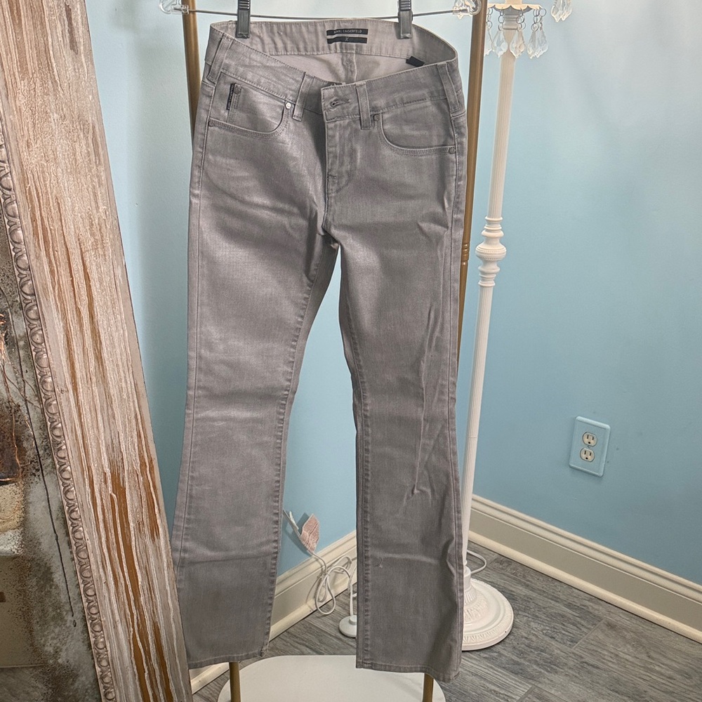 Karl Lagerfeld Women's Straight Leg Jeans in Gray